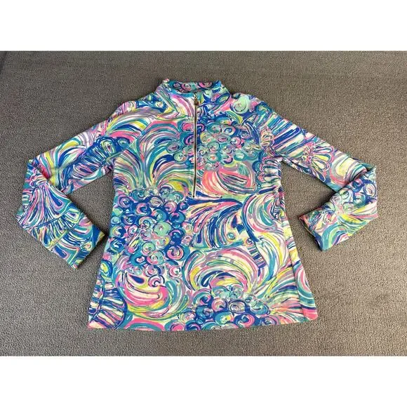 Lilly Pulitzer Skipper Popover Top Quarter Zip Womens Size Small Resort Coastal - Picture 1 of 9